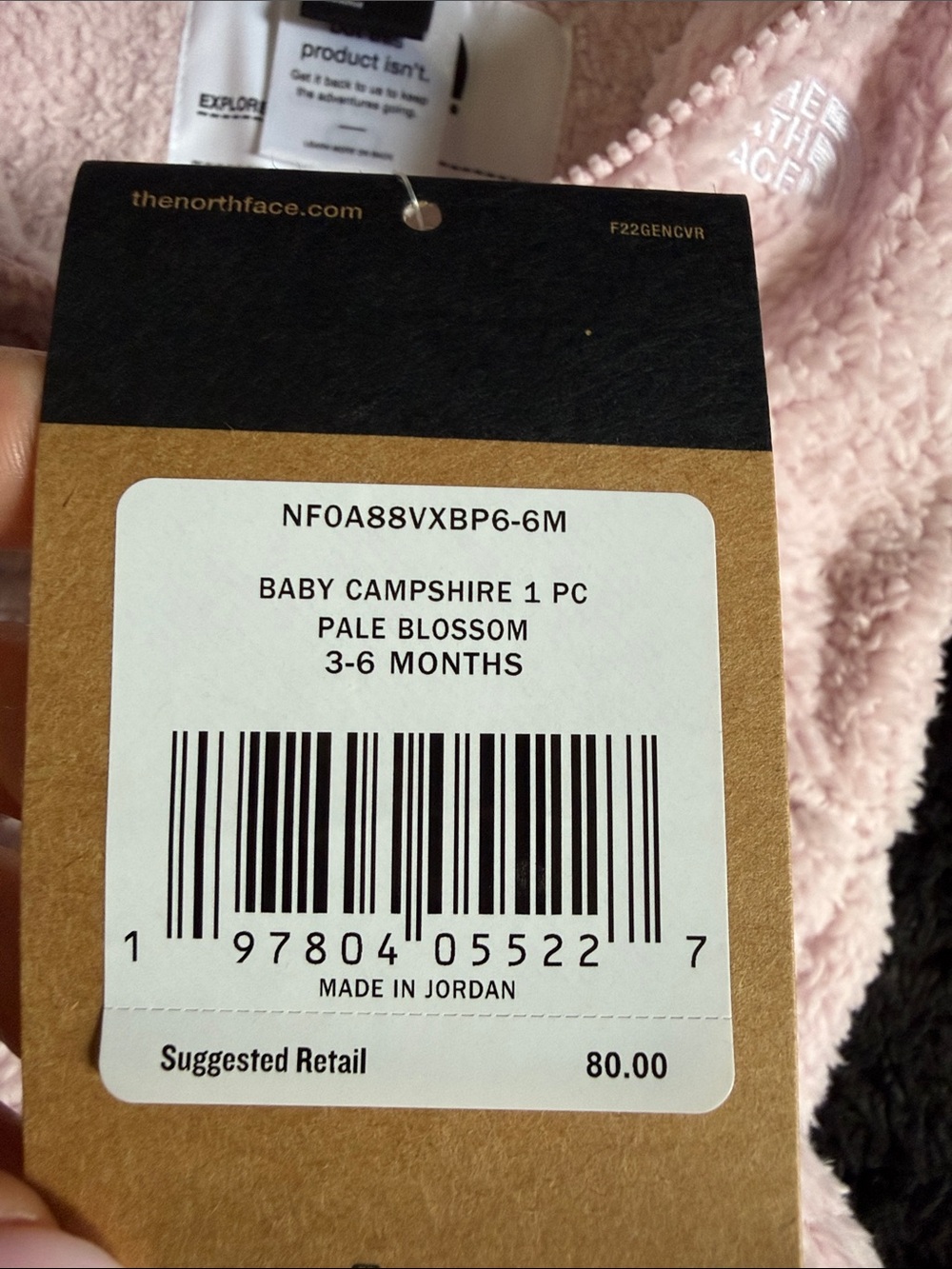 The North Face Light Pink Sherpa Baby One-Piece with Hooded Ears - Picture 14 of 14